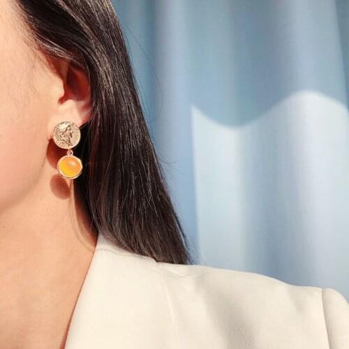 GSOLD Vintage Geometric Round Human Head Earrings Temperament Simple Stone Drop Earring For Women Fashion Daily Jewelry 2021