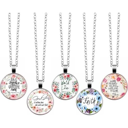 2019 New Fashion Bible Verses Glass Dome Pendant Necklace Walk In Love Scripture Quote Jewelry Christian Inspirational For Women