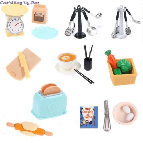 1:12 Dollhouse Miniatures Kitchen Cutting Board Rolling Pin Toy Electronic Bench Scale kitchen accessories doll house Decoration