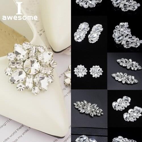 1 Pack Shoe Clip Shining Crystal flower Decorative Rhinestone Crystal Buckle Fashion Wedding Party Shoes Decorations Accessories