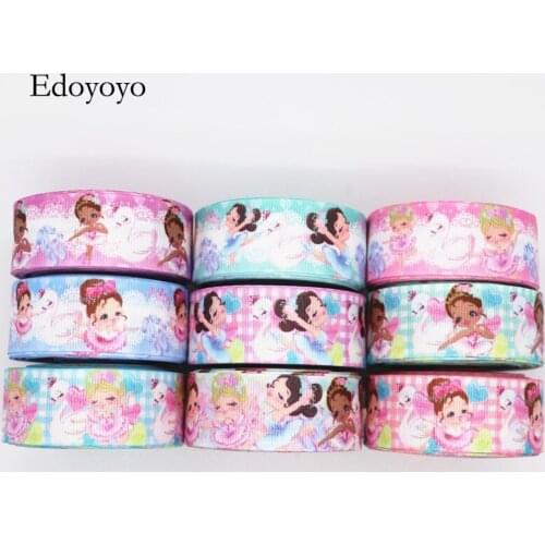 10 Yards 1'' 25MM Girls Printed Grosgrain Ribbons For Hair Bows DIY Handmade Materials Y19100902