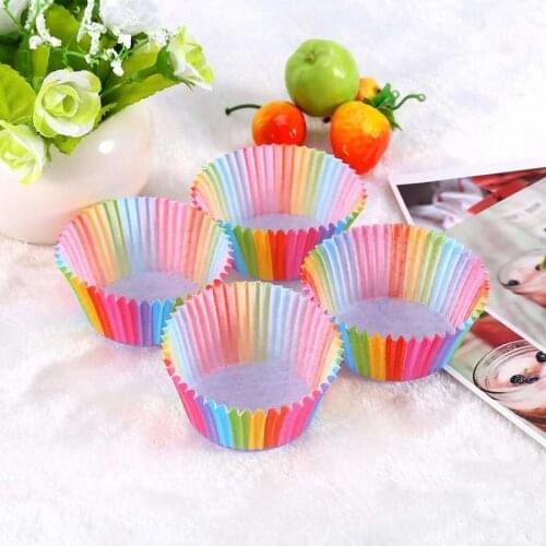 100 Pcs Rainbow Color Cupcake Muffin Cupcake Paper Baking Cup Cupcake Liner Cases Cake Mold Small Cake Tray Cake Mold Decor