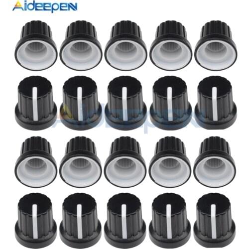 20Pcs/lot 1/4" Shaft Potentiometers WH148 Potentiometer Knob Cap 6mm Shaft Hole Dia Plastic Threaded Knurled