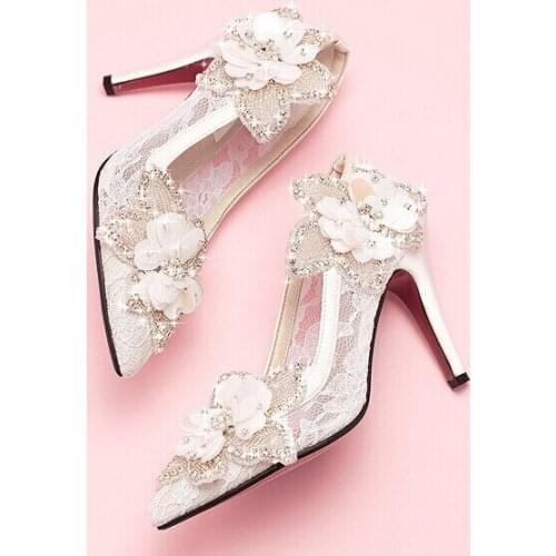 2018 Gorgeous And Fashion High Stiletto Heel 9cm Formal Shoes Bridesmaid Shoes Nicest White Pointed Toe Wedding Shoes