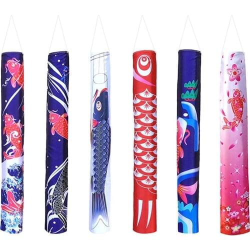 6pcs 100cm Japanese Carp Fishing Windsock Kite Japan Koinobori Streamer Fish Flag Home Party Decoration Gifts