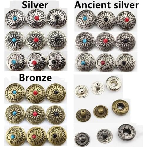 20mm Floral Indian Turquoise Press Stud Snap Fasteners Button Chochos For Leather Craft Purse Wallet Bag Case Badge Accessories