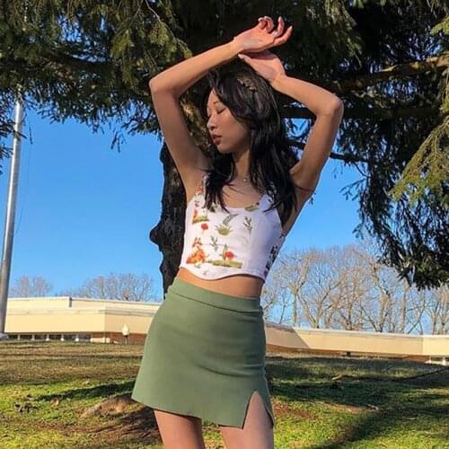 Cyber Y2k Top Fairy Core Grunge Aesthetic Sweet Elegant Flower Print Crop Top E Girl Summer Clothes for Women Dropshipping