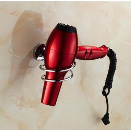 Stainless steel + brass bathroom hair drier holder / shelf