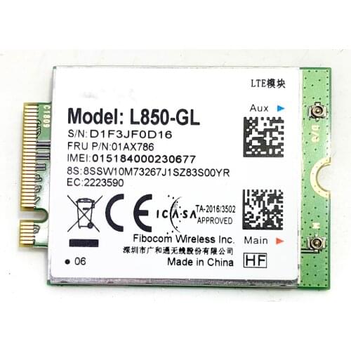 For Fibocom L850-GL FRU 01AX786 WWAN Thinkpad X1 carbon 6th/7th gen X280 T580 P52s P53 X1 Yoga 3rd gen L580 X380 Yoga