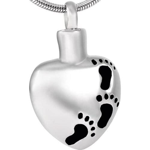 IJD8377 MEMORY HOUSE -Footprint Heart Cremation Jewelry Keepsake Pendant Waterproof Cremation Urn Necklace Memorial Urn Necklace