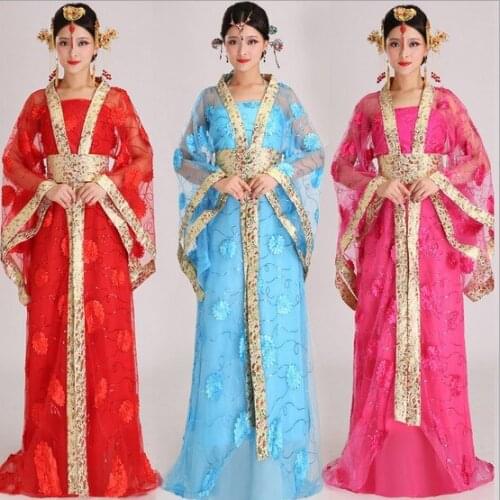 Hanfu Chinese Ancient Dress Princess Fairy Tang Dynasty Wu Mei Niang Cosplay Chinese Dance Costumes Chinese Folk Dance Wear