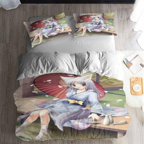 HELENGILI 3D Bedding Set Cartoon Anime cute girl Print Duvet cover set bedclothes with pillowcase bed set home Textiles