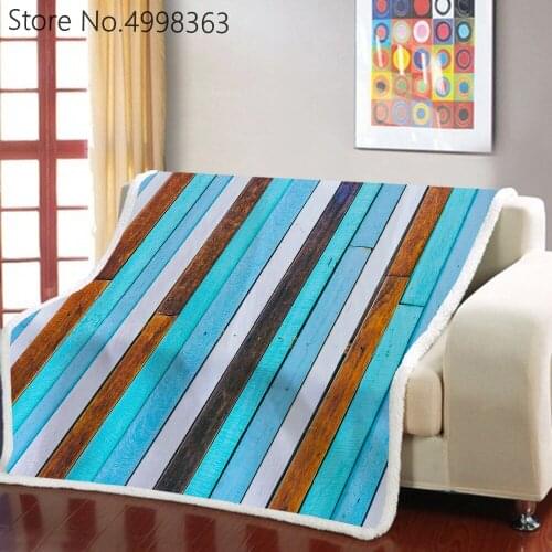Colorful Wooden Sherpa Fleece Blanket Vintage Retro Blanket 3D Antique Gate Print Throw Kids Blanket Travel Bedding Bed Cover