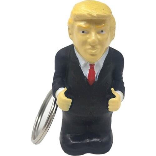 Creative funny 2020 Donald Trump Keychain Crowded Stress Ball Car Keyrings For Decompression Key Gi Spoof gift