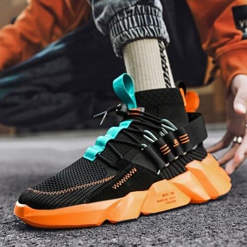 Orange Black Men Sock Casual Sneakers Summer High Top Sneakers Men Designer Shoes Hip Hop Chunky Man Trainers zapatillas hombre