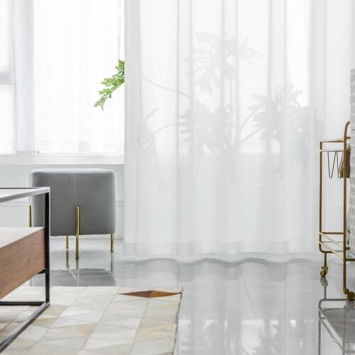 Summer Tulle Window Modern Polyester White Sheer Curtains for Living Room 21S03