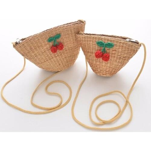 Mini Kids Straw Bags Women Fashion Family Matching Handbag Child Mother Shoulder Messenger Beach Bag Small Girl Birthday Gift