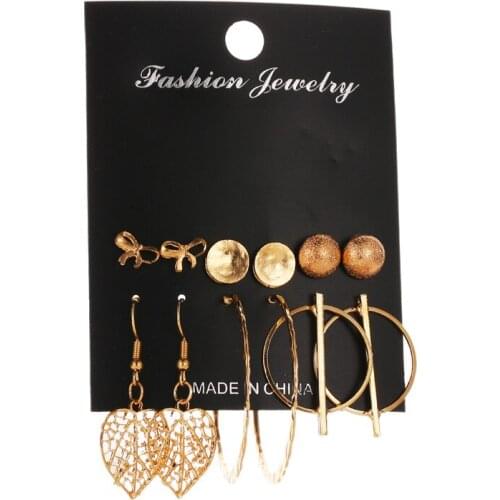 Modyle Vintage Moon Metal Stud Earrings Set For Women BOHO Tassel Geometric Heart Twist Earring 2019 New DIY Bohemian Jewelry