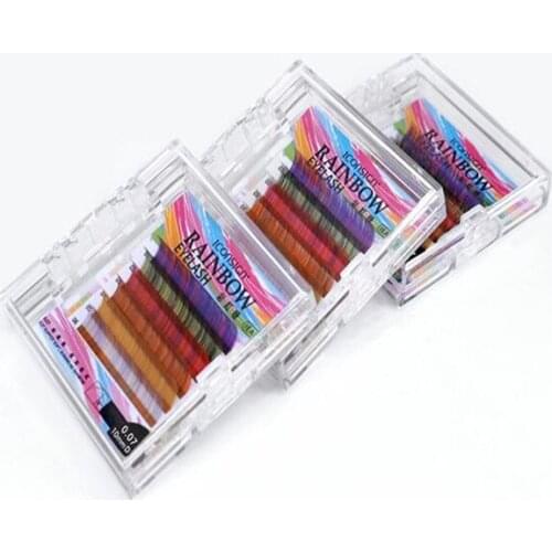 New Arrival, Hot Hot 5 Pcs colorful 0.07 silk eyelash extensions mixed color C & D 8mm-12mm eyelash extension by free shipping