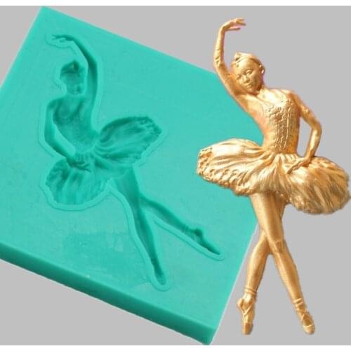 New Ballet Girl Dance Shape Silicone Cake Decorating Molds Border Lace Chocolate Fondant Cake Design Mould for Party Wedding