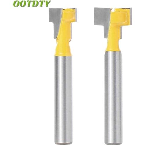 OOTDTY 2 Pcs 1/4'' Shank Yellow T-Slot Cutter Router Bit Set for 3/8'' & 1/2'' Hex Bolt