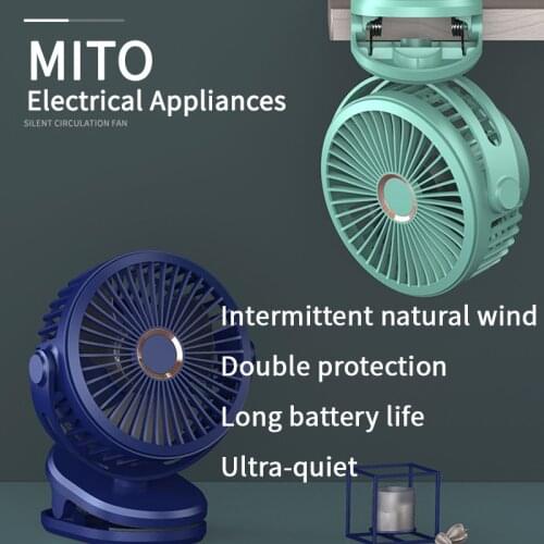 Portable Clip Fan Stroller Fans USB Rechargeable Cold Fan Small Fan 5000mAh Battery Sport Fans Portatil Mini Ventilador Dropship