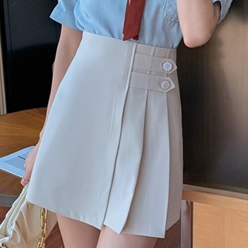 Korean Harajuku Casual Women High Waist Mini A-Line Skirt Ladies Summer Solid Slim Sweet Pleated Skirts Female
