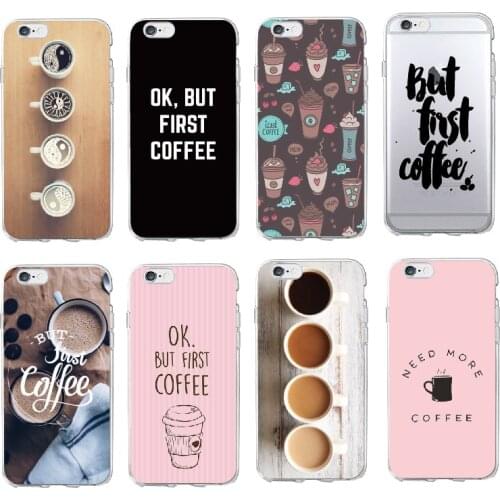 For iPhone 11 Pro 5 5S SE 6 6S 7 7Plus 8 8Plus X XS Max Ok But First Coffee Cappuccino Clear Soft Phone Case Cover Coque Funda