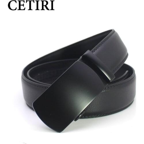 CETIRI 2018 genuine leather belt men fashion luxury automatic buckle rachet belts 140cm black business mens strap for suit jeans