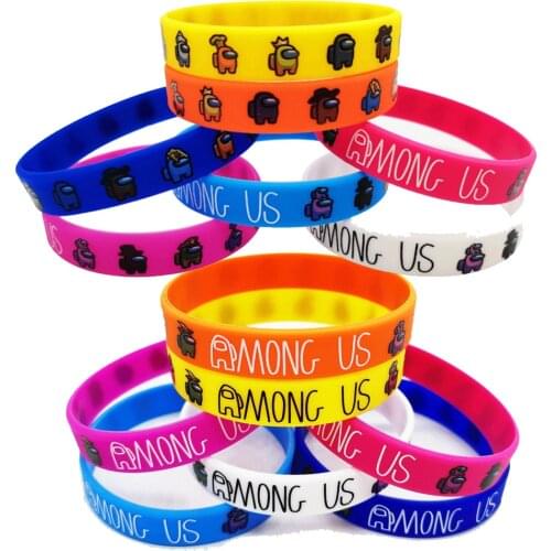 Among of Us Silicone Bracelet Impostor Wolf Game Kids Cartoon Bracelet Childrens Wristband Bracelet Cute Print Jewelry Party