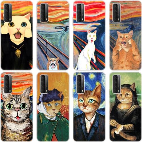 Funny Cat Dog Art Aesthetics Silicone Case for Huawei P50 Pro P40 Lite E P30 Pro P10 Plus P20 Lite P Smart Z 2021 Pro 2019 Cover