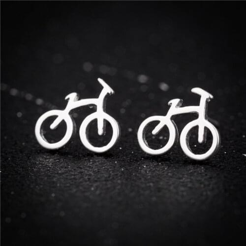 Cute mini Bike Bicycle Earrings for Women Birthday Gifts Ear Jewelry Fashion Silver Color Fitness Sport Stud Earrings Bijoux