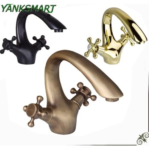 YANKSMART New Antique Brass&ORB&Gold Polished Torneira Banheiro Bathroom Sink Tap Mixer Basin Faucets Bathroom Faucet