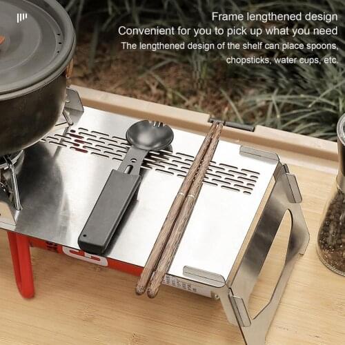 Outdoor Stainless Steel Table Portable Folding Windproof Stove Table Insulated Picnic Camping Folding Table Stove Accessories