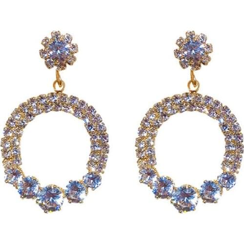 Rhinestone Pave Big Hoop Earrings Crystal Square Drop Dangle Shining Jewelry Hot