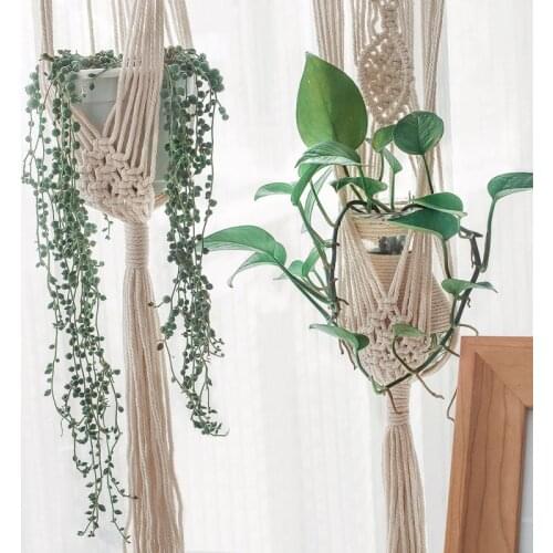 Handmade Macrame Plant Hanger Vintage Cotton Flowerpot Holder Indoor Wall Hanging Basket Boho Wedding Home Decor