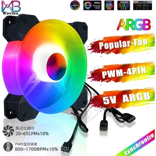 Wvibo 120mm ARGB Fan Jade Ring PWM 4PIN 12V DC Mute Silent Computer Case Fans Cooler 5V 3PIN RGB Aura Sync Ventilador