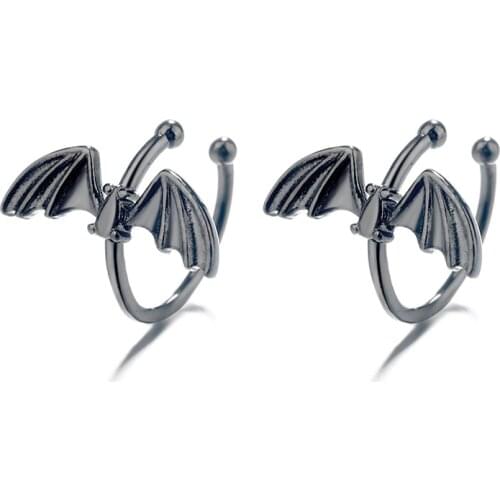 Bat ear clip no ear hole male and female ear bone clip auricle clip earring personality simple earring clip