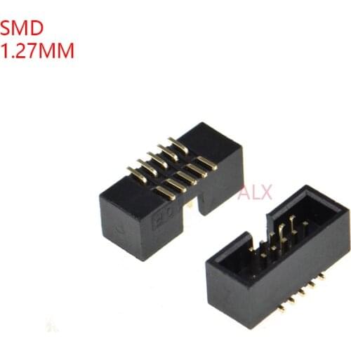 10pcs SMT 10 PIN 1.27MM pitch MALE SOCKET straight idc box headers PCB CONNECTOR DOUBLE ROW SMD 2x5PIN 2X5 10P DC3 HEADER