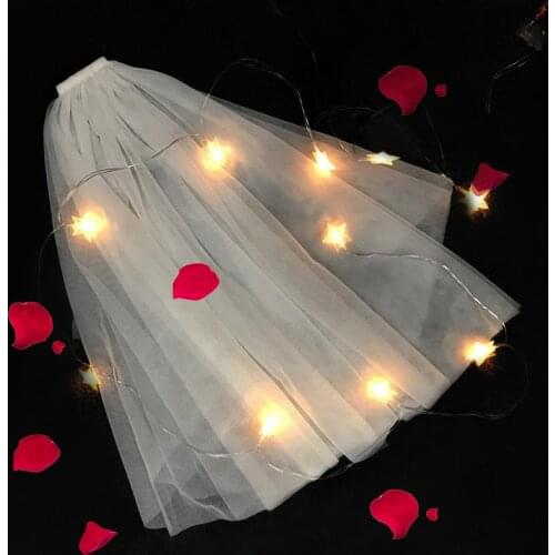 10Pack Women Girls Led Glowing Light Bridal Veil Retro Veil Net Photo Props Wedding Veils Headdress Birthday Party Favors Gift