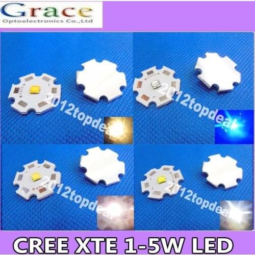 10pcs X Cree XTE XT-E 1-5W LED Emitter White 4000k ,Warm White 3000k , Cold White 6500k ,Royal Blue 450-452nm LED with 20MM PCB