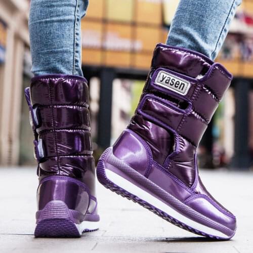2021 Snow Boots Womens Boots Thick Mid-tube High Winter Waterproof Non-slip Plus Velvet Cotton Shoes Student Long-tube Boots