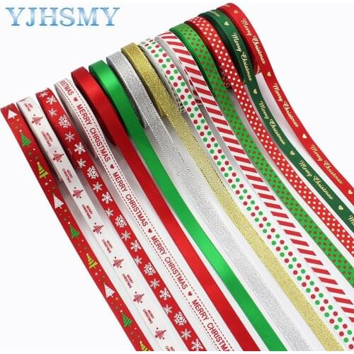 20708,3/8"(10mm),10yards Christmas series Cartoon grosgrain ribbons,bow cap accessories party Gift wrap DIY handmade materials