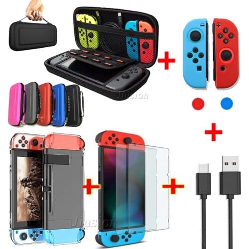 6 in 1 Kit EVA Bag for Nintend Switch Hard Shell Carrying Cover Portable for Nitendo Switch Console Joysticks Grips Accessories