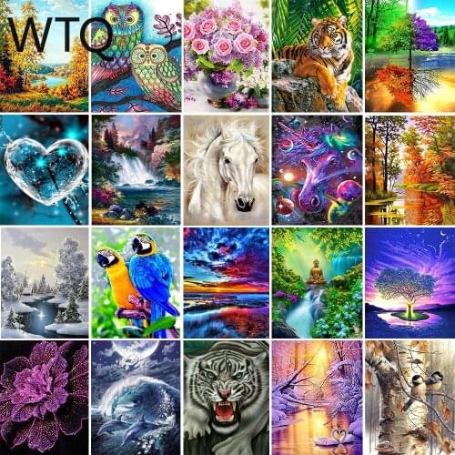 5D Diy Diamond Painting Cross Ctitch Kits Diamond Mosaic Embroidery Full Round Drill Landscape Animals Painting Gift Home Decor