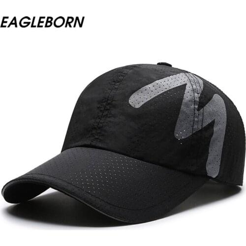 EAGLEBORN New Men Baseball Cap Design Night Running Sports Lightweight Reflective Women Summer Outdoor Mesh M Letter Sun Caps