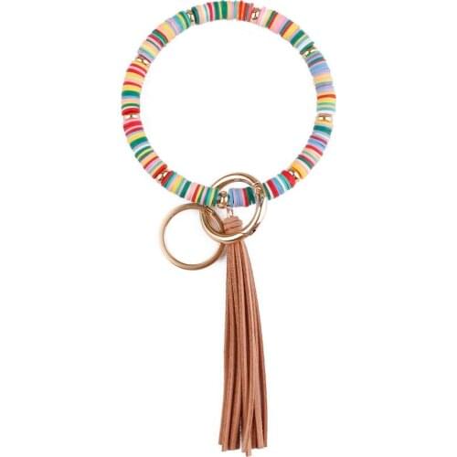 BOHO Beads O Big Bangles Keychains Velvet Tassel Key Rings BOHO Polymer Clay Beads O Bangle Key Chains Key Rings