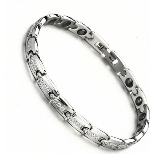 Stainless Steel Bracelet Zircon Black Gallstone Motion Ornaments Arthritis Medical Healthcare Bracelet