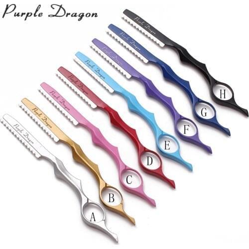 1Set add 1 Blade Purple Dragon Professional Sharp Barber Razor Hair Razors Cut Hair Cutting Thinning Knife Aluminum Alloy Z6100