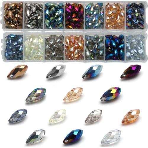 14Colors 280Pcs Crystal Drop Pendant 6x12mm Glass Teardrop Plated Beads For DIY Making Charm Bracelet Earing Jewelry Accessories